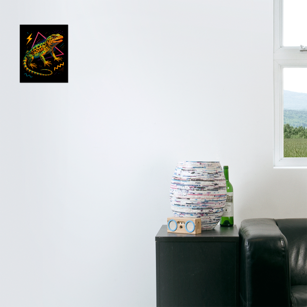 Retro Neon Leopard Lizard by Reptiq's Store